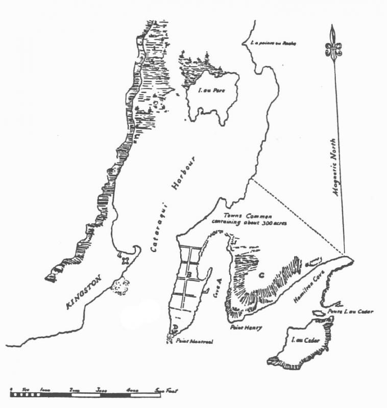 1788 Sketch of Kingston Harbour showing Belle Island as Isle au Père.